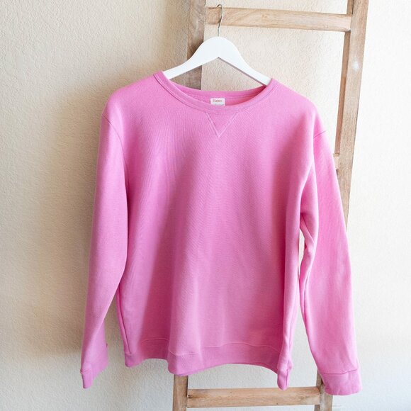 Hanes Sweatshirt Womens Sz Large Pink Fleece Crewneck Long Sleeve EcoSmart - Picture 1 of 5